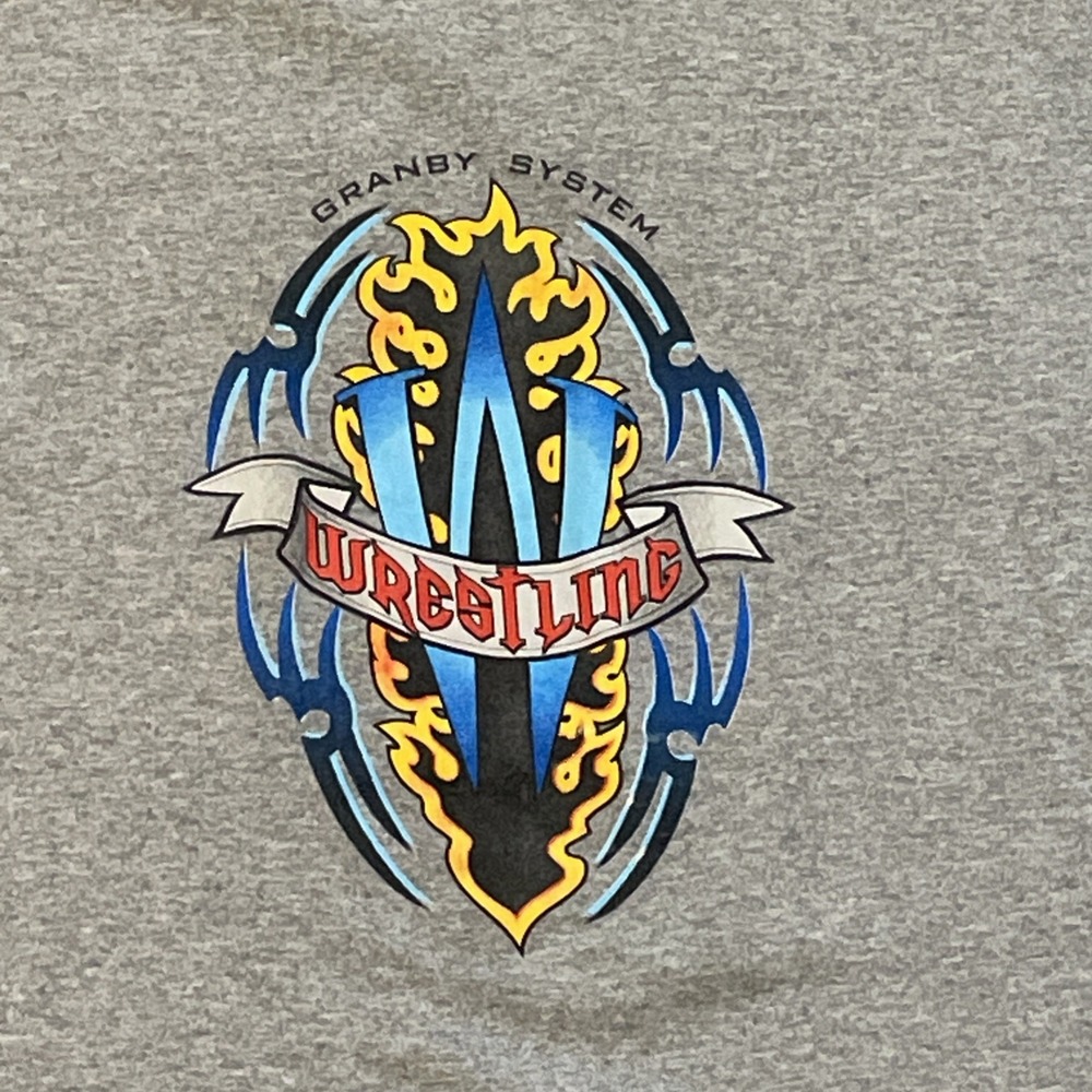 Vintage Granby System Wrestling T-Shirt Y2K 2000s‎ Gym Grappling Tee L Ringer